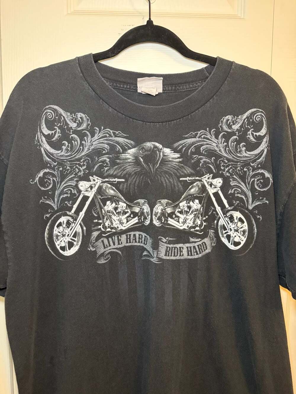 National Heritage Vintage Live Hard Chopper Eagle Motorcycle T-Shirt XL
